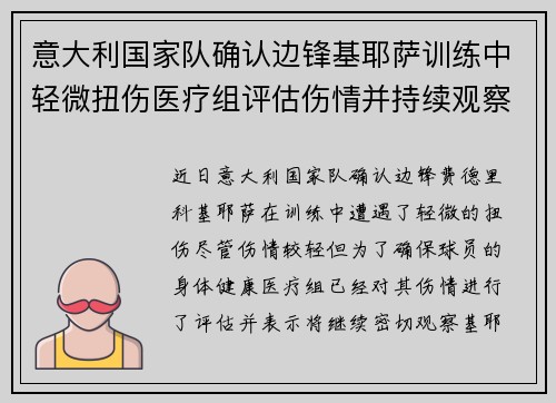 意大利国家队确认边锋基耶萨训练中轻微扭伤医疗组评估伤情并持续观察